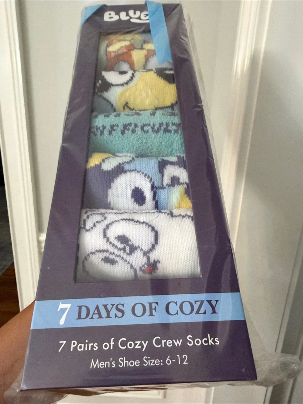 Bluey 7 Days of Cozy Men's Crew Socks - Multi-Color Pack NIB